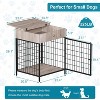 Modern Grey Metal Dog Kennel Side Table,Chew-Proof Pet Crate with Drawer for Small Breeds - 3 of 4
