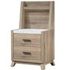 1pc Rustic Transitional Contemporary Nightstand Wall Panel Natural Brown Faux Stone Top w/LED Light Bed Side Cabinet - 2 of 4