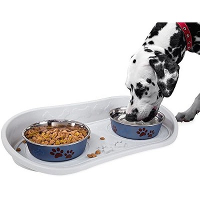 Dog Food Mat - Non-skid Placemat with Raised Edge for Dog or Cat Food and Water Bowls - Prevent Spills and Messes - Dog Accessories by Petmaker