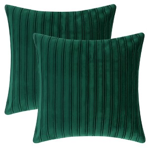 Unique Bargains Thick Velvet Striped Pleated Front Pillow Covers 2 Pcs - 1 of 4