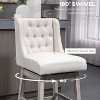 Beige 27" 180 Degree Swivel Bar Height Bar Stool Set of 2 with Solid Wood Footrest and Button Tufted Design - 4 of 4