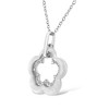 Matte Finished Silver Diamond Accent Flower Satin Finished Pendant Necklace - 4 of 4