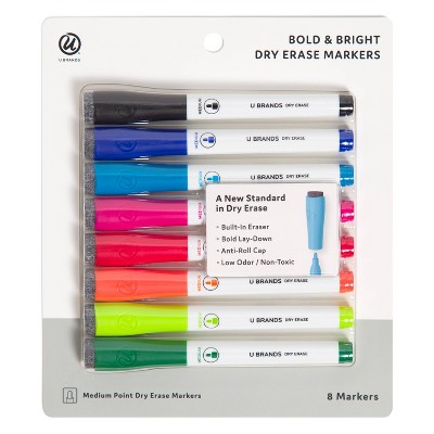 U Brands 8ct Medium Point Dry Erase Markers : Target