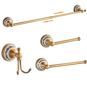 Itopfox 5 Piece Antique Bronze Bathroom Accessories Set Adjustable Towel Bar 16.73 to 29.13 in Towel Holder Toilet Paper Holder Hooks - 1 of 4