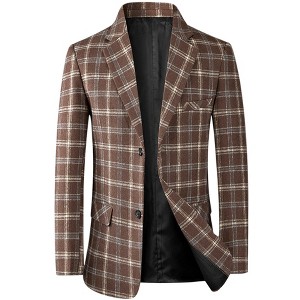 Lars Amadeus Men's Color Block Business Office Checked Patterned Sports Coat - 1 of 4