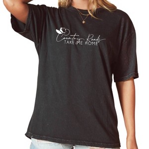 Women's Country Roads Oversized Mineral Washed Graphic Top - OAT COLLECTIVE - 1 of 2