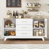 Whizmax Coffer Bar Cabinet with 2 Fluted Glass Doors, Modern Sideboard Buffet Cabinet with 3 Drawers,Large Storage Cabinet for Dining Room Living Room - 2 of 4