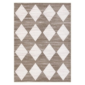 2 x 6 ft Polyester Black Rectangular Laundry Bathroom Kitchen Modern Geometric Diamond Print Machine Washable Runner Rug - 1 of 4