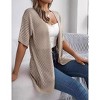 Lightweight Crochet Cardigan for Women Short Sleeve Duster Boho Open Front Knitted Cardigan - 4 of 4