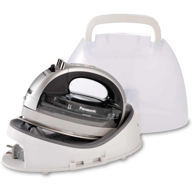 Panasonic NI-WL600 Cordless Portable 1500W Contoured Multi-Directional Steam/Dry Iron, Stainless Steel Soleplate, Power Base and Carrying Case, Silver, 1 of 10