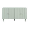 Modern four door side panel with wavy doors, round legs, and metal handles - multifunctional cabinet - 3 of 4