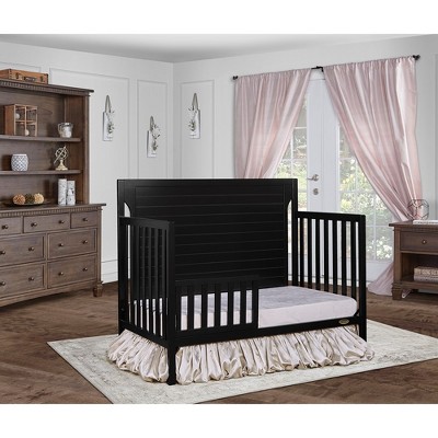 Black 5-in-1 Convertible Crib with Full Back Panel