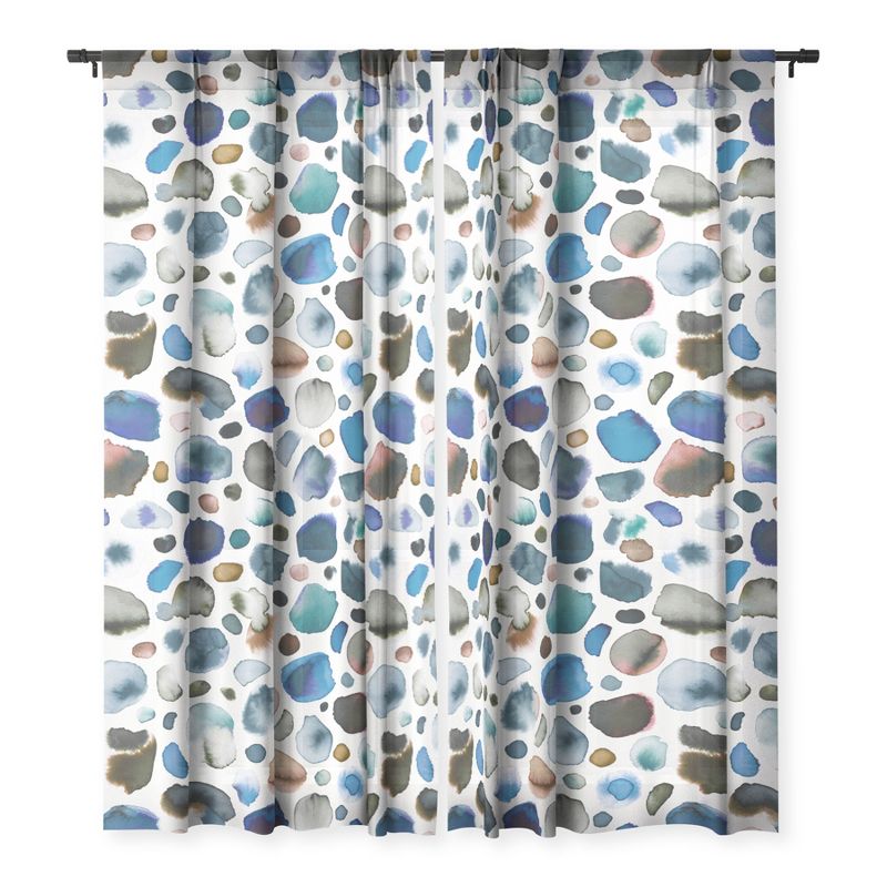 Ninola Design Watercolor Stains Blue Gold Single Panel Sheer Window Curtain - Deny Designs, 3 of 7