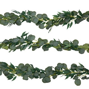 Farmlyn Creek 3 Pack Artificial Eucalyptus Willow Garland, Fake Faux Greenery Leaves, 6.5 Feet - 1 of 4