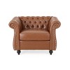 Christopher Knight Home Carissa Button Tufted Faux Leather Upholstered Accent Chair with Nailhead Accents - 2 of 4