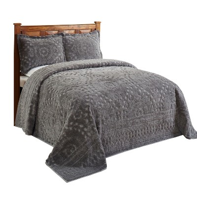 Better Trends Rio Queen 100% Cotton Chenille Tufted Medallion Bedspread & Sham Set, Soft Textured Bedding, Machine Washable, OEKO-TEX, Gray — фото 2