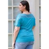Slickblue Plus Size Striped Top for Women, Bell Short Sleeves, Round Neck Tee, Color and Size Options - 4 of 4