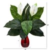 Nearly Natural 24-in Spathiphyllum Artificial Plant in Ruby Planter - 2 of 4