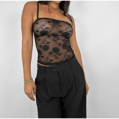 Women's Sheer Floral Lace Tank - NIA