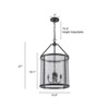 LLHZSY 4-Light Farmhouse Lantern Glass Pendant Chandelier With Water Ripple Glass - Black/Gold - 3 of 4
