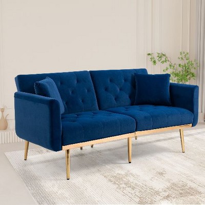 CAVINAS Loveseat Sofa with Metal Feet, Modern Convertible Sofa, Vintage Accent Sofa, Upholstered Sofa Couch for Living Room