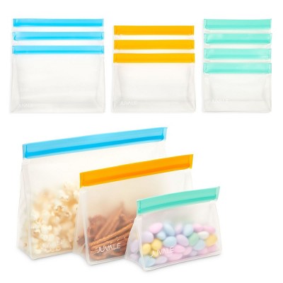 Juvale 10 Pack Reusable Zipper Bags for Organizing, Food Storage, Snacks (3 Sizes)