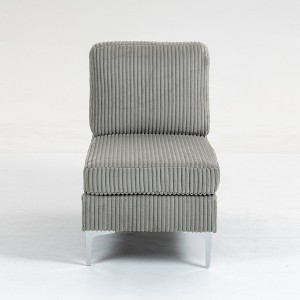 Modular Sectional Sofa Armless Seat Module, Corduroy Sectional Couch, Single Couch Modular Armless Accent Chair with Back Cushion, Gray - 1 of 1