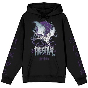 Harry Potter Thestral Seen By Death Long Sleeve Men's Black Hooded Sweatshirt - 1 of 4