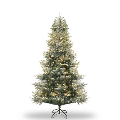 Pre-Lit Slim Aspen Fir Artificial Christmas Tree | 350 UL Clear Lights, Metal Stand