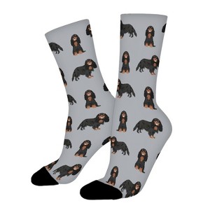 Charles Spaniel Black Women Printed Crew Socks Funny Funky Socks Soft Polyester Novelty Gifts for Artists Men - 1 of 1