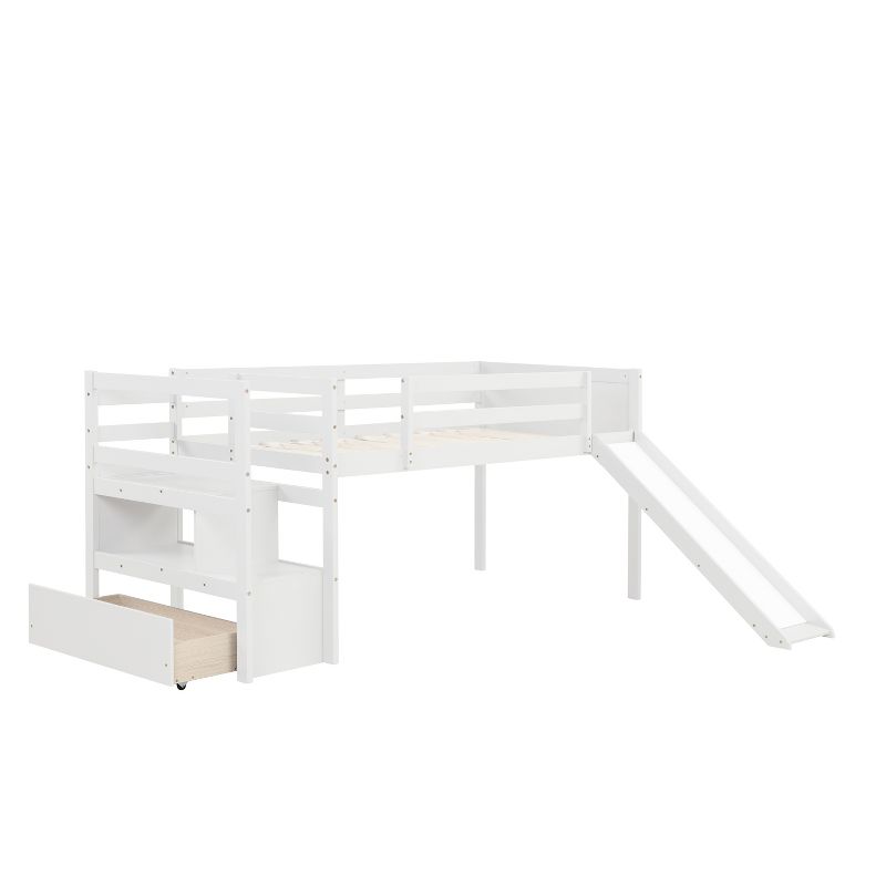 Twin Size Low Loft Bed with Stairs and Slide - ModernLuxe, 5 of 9