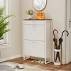 GlasFlength Shoe Racks Modern Flip Drawer Storage Cabinet with Hidden Compartment for Small Entryway Living Space, White, 25.59"*9.37"*38.39" - 2 of 4