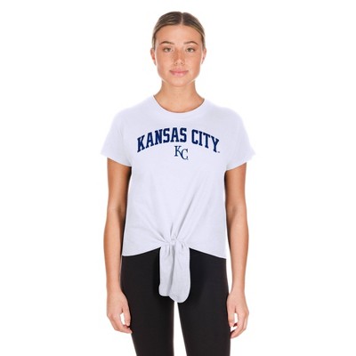 MLB Kansas City Royals Women's White Front Knot T-Shirt