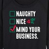 Women's - Instant Message - Mind Your Business Funny Christmas Lightweight French Terry Wide Neck Long Sleeve Graphic Shirt - 2 of 4