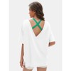 EXLURA Women's Casual Oversized V Neck T-Shirts Tops Reversible Athletic Workout Crew Neck Fashion Trendy Tee - 4 of 4