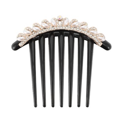 Unique Bargains Women's Faux Pearl Hair Insert Comb Black 1 Pc
