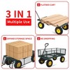1100 LBS Garden Cart with Wheels, All-Steel Utility Wagon, Multi-Functional Flatbed with Detachable Mesh Sides & Rotating Handle, Ideal for Garden - 4 of 4