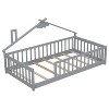 NicBex Twin Size Kids Montessori Bed with House-Shaped Bedside Design,Floor Bed with Guardrail Design,Toddler bed for Bedroom Playroom,Gray - 4 of 4