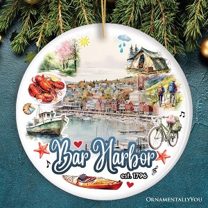 Artistic Bar Harbor Christmas Ornament, Maine Souvenir and Gift with Lobster and Acadia Art| OrnamentallyYou - 1 of 4