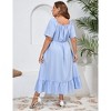 Plus Size Summer Dress for Women Square Neck Casual Boho A Line Maxi Dress - 4 of 4