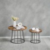 Round Coffee Tables, Set of 2, Modern Circle Side Tables with Steel Frame, for Living Room, Bedroom - 2 of 4