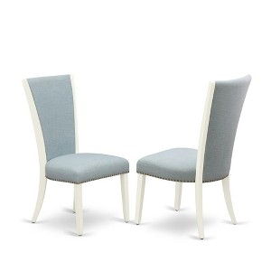 East West Furniture, Set of 2 - Dining Chair Upholstered Chair Includes Linen White Hardwood Structure - 1 of 4