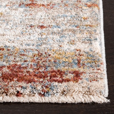 Beige and Rust Hand-Knotted Abstract 8' x 10' Area Rug