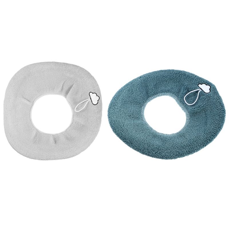 Unique Bargains Stretchable Thicker Toilet Seat Cover Pad Lid with Handle Washable Reusable 2 Pcs, 1 of 7
