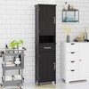 Double Door Narrow Height Slim Floor Standing Cabinet with 2 Adjustable Shelves-Black - 4 of 4