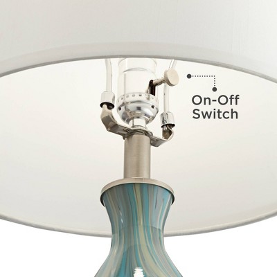 Blue and Gray Handcrafted Art Glass Table Lamp Set
