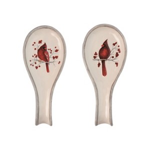 Transpac Dolomite Birch Cardinal Spoon Rest Set of 2 Ceramic Red Tabletop Decor for Holiday Celebrations and Gift Giving - 1 of 1
