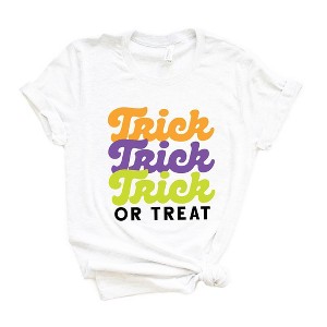 Simply Sage Market Women's Trick Or Treat Colorful Stacked Short Sleeve Graphic Tee - 1 of 4