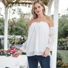 Anna-Kaci Women's Semi Sheer Boho Peasant Off the Shoulder Top for Casual Looks - 3 of 4