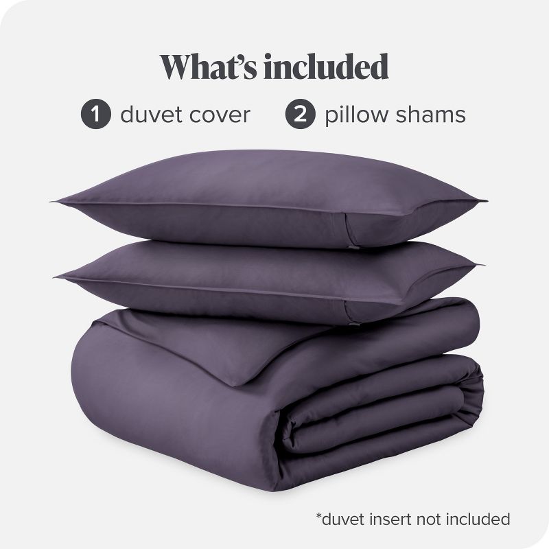 400 Thread Count Organic Cotton Sateen Duvet Cover and Sham Set by Bare Home, 3 of 6